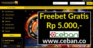 WarungToto – Freebet Gratis Tanpa Deposit Rp 5.000