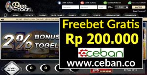 DoaTogel – Freebet Gratis Tanpa Deposit Rp 200.000