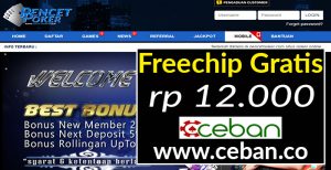 PencetPoker – Freechip Gratis Tanpa Deposit Rp 12.000