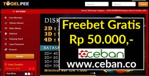 TogelPee – Freebet Togel Tanpa Deposit Rp 50.000