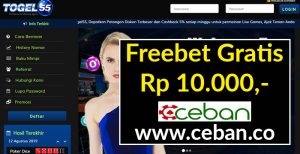 Togel55 – Freebet Gratis Tanpa Deposit Rp 10.000