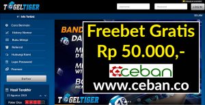 TogelTiger – Freebet Gratis Tanpa Deposit Rp 50.000