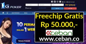 1GPoker – Freechip Gratis Tanpa Deposit Rp 50.000