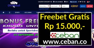 OVOvegas – Freebet Gratis Rp 15.000 Tanpa Deposit