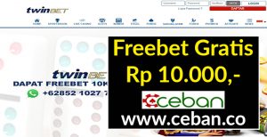 TwinBet – Freebet Gratis Rp 10.000 Tanpa Deposit