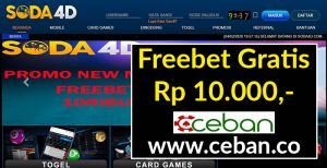 SODA4D – FREEBET GRATIS TANPA DEPOSIT RP 10.000