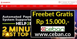 ASIABET33 – FREEBET GRATIS TANPA DEPOSIT RP 15.000