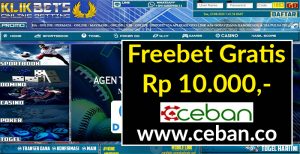 KLIKBETS – FREEBET GRATIS TANPA DEPOSIT RP 10.000