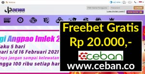 JPDEWA – FREEBET GRATIS TANPA DEPOSIT RP 20.000