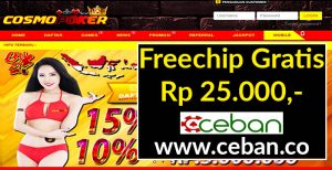 COSMOPOKER – FREECHIPS GRATIS TANPA DEPOSIT RP 25.000