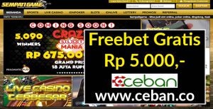 SEMPATIGAME – FREEBET GRATIS TANPA DEPOSIT RP 5.000