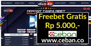 DUOD – FREEBET GRATIS TANPA DEPOSIT RP 5.000