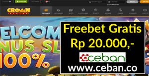 CROWNSLOT88 – FREEBET GRATIS TANPA DEPOSIT RP 20.000