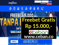 DUNIAVEGAS – FREEBET GRATIS RP 15.000 TANPA DEPOSIT